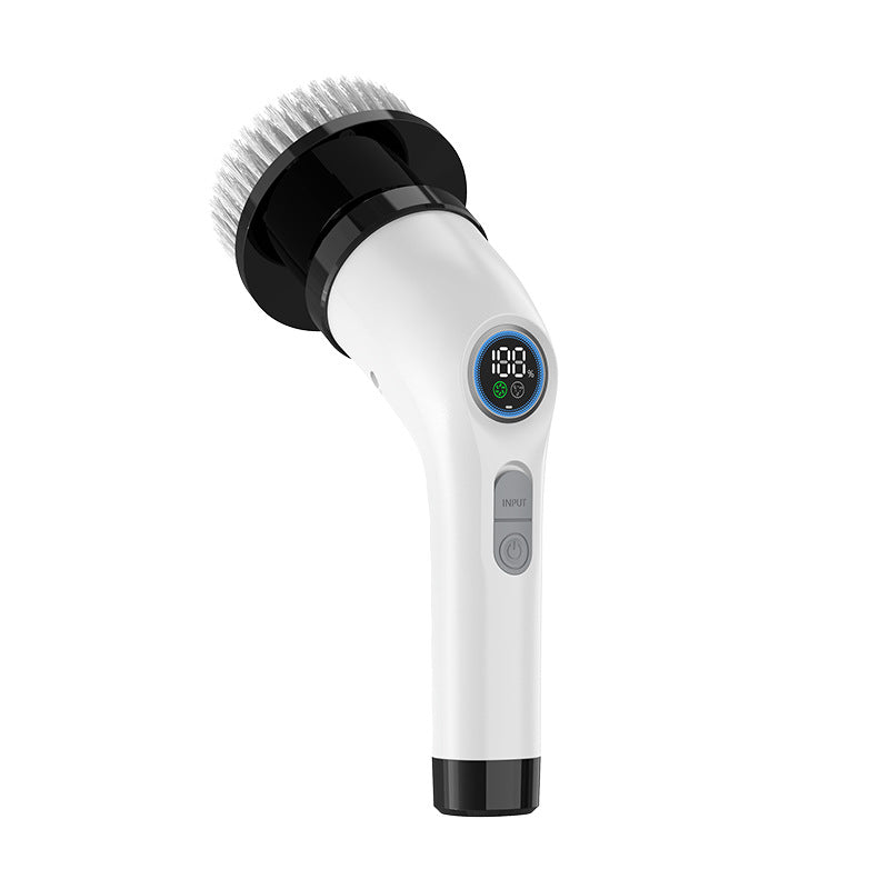 Handheld electric spin scrubber with LCD battery display - Black